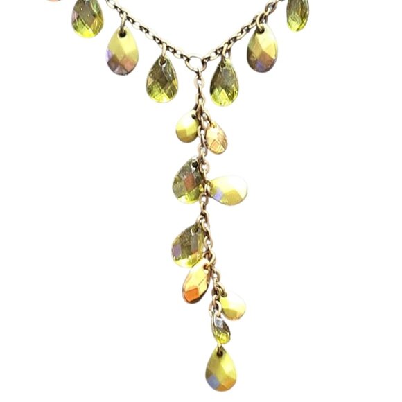 Vintage Metal Tear Drop Facited Y Necklace 12 - Picture 2 of 3